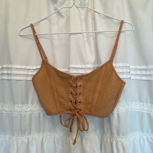 Peach lace up corset bra crop top